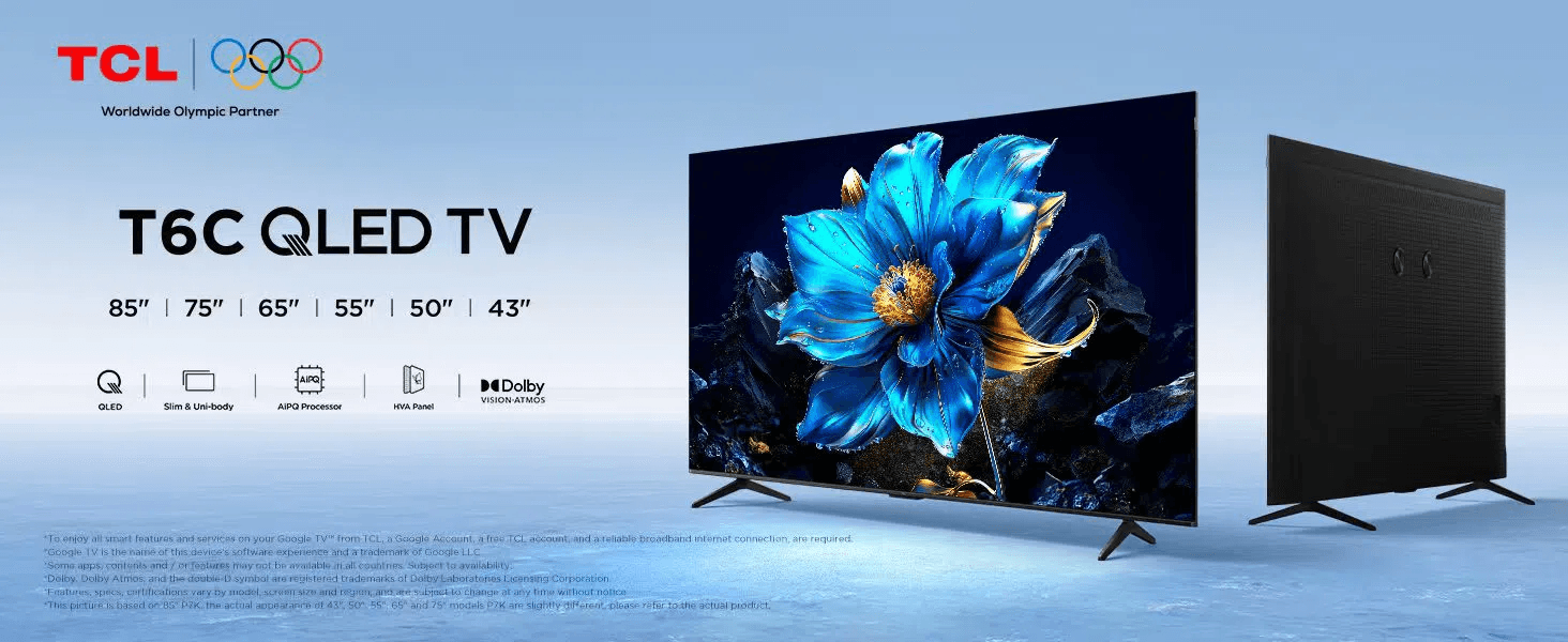 TCL 65 Inch 4K HDR QLED Google TV-65T6C